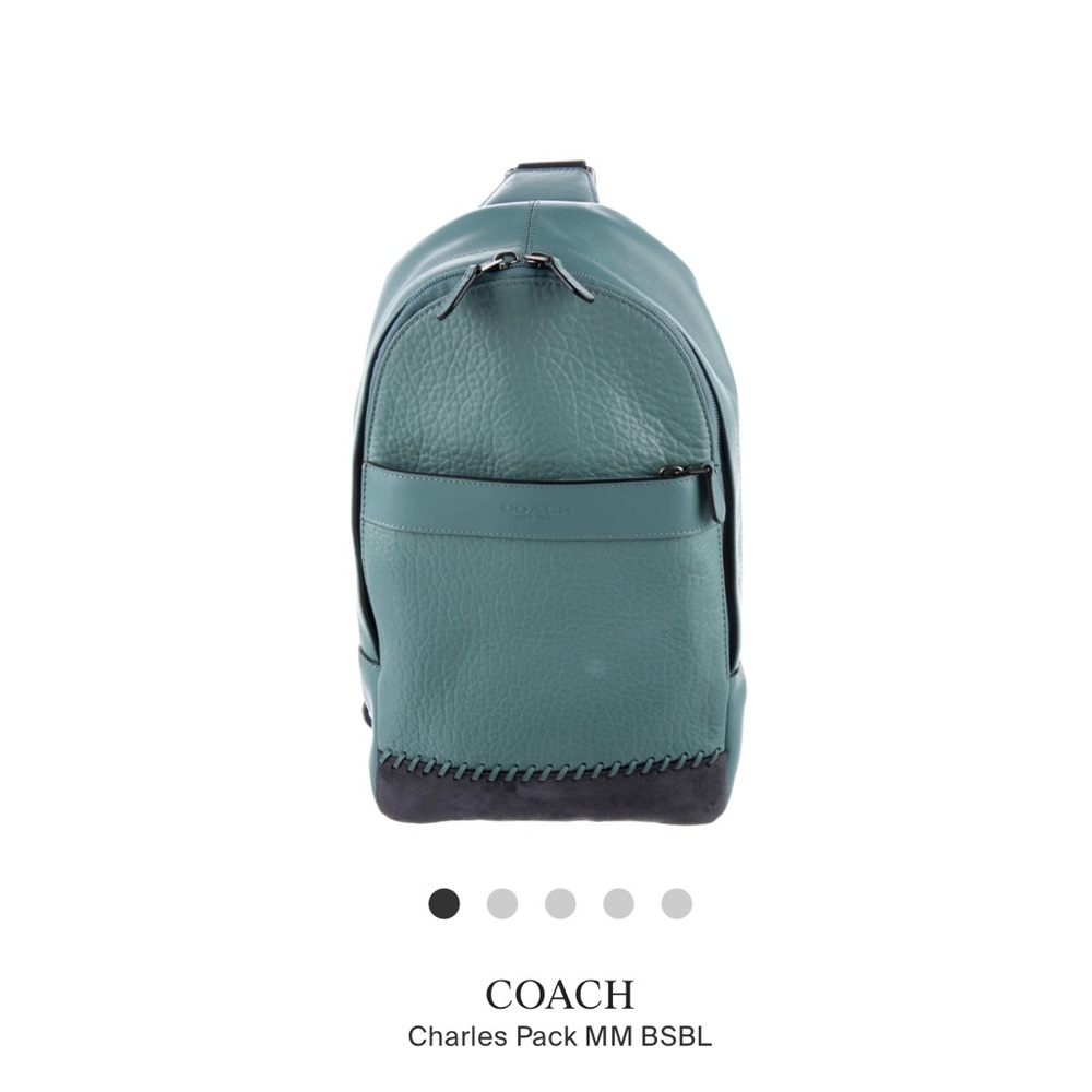 COACH NWOT Charles Backpack Crossbody Calf Leather With Baseball Stitching Cyan